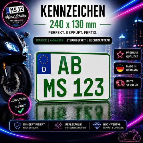 Kennzeichen grün 240 - 240, x
